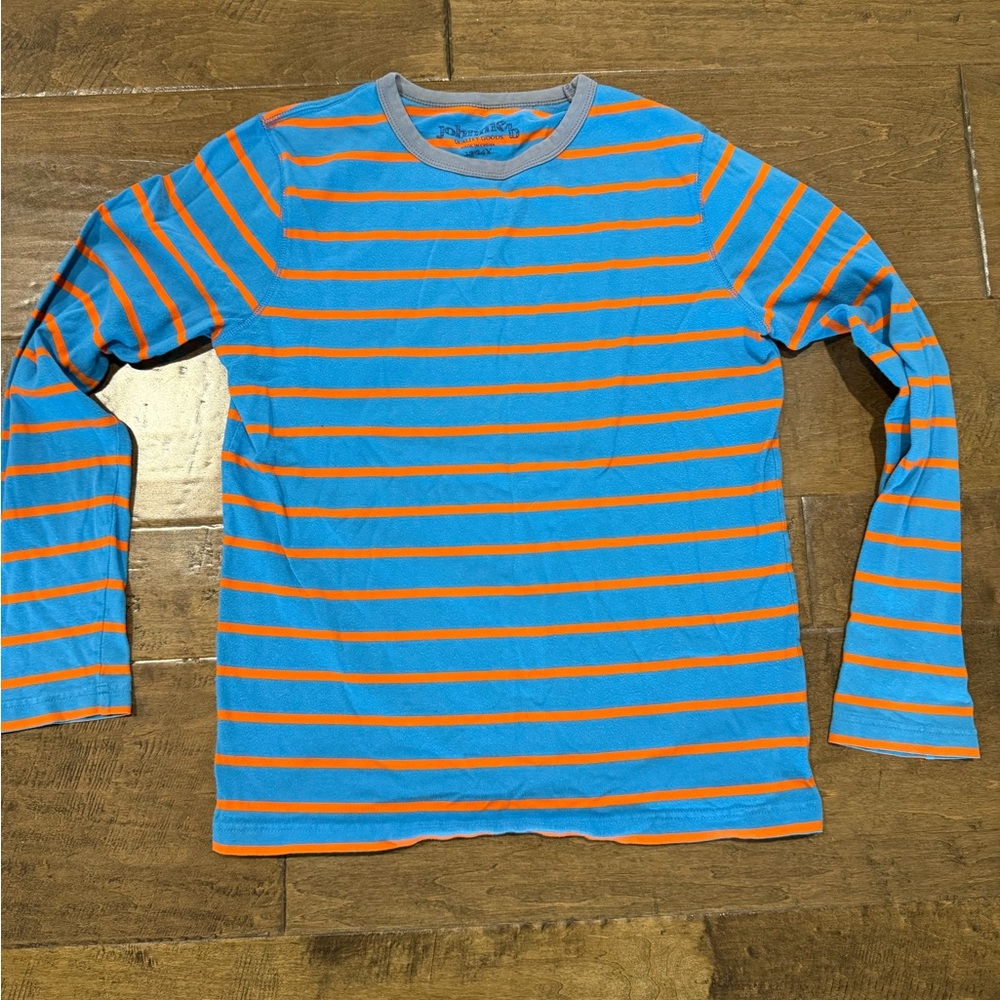 Boden Blue and Orange Striped Long Sleeve Shirt
